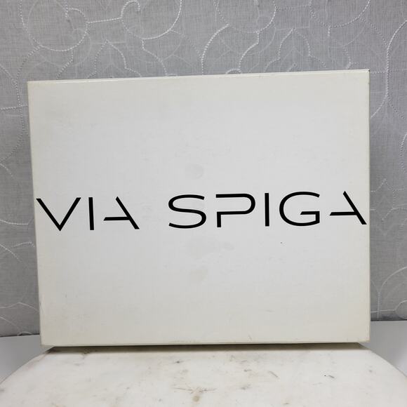 VTG Via Spiga Janel Heels Womens 7 Black Leather Chunky Twisted Strap Block Heel - Picture 13 of 16